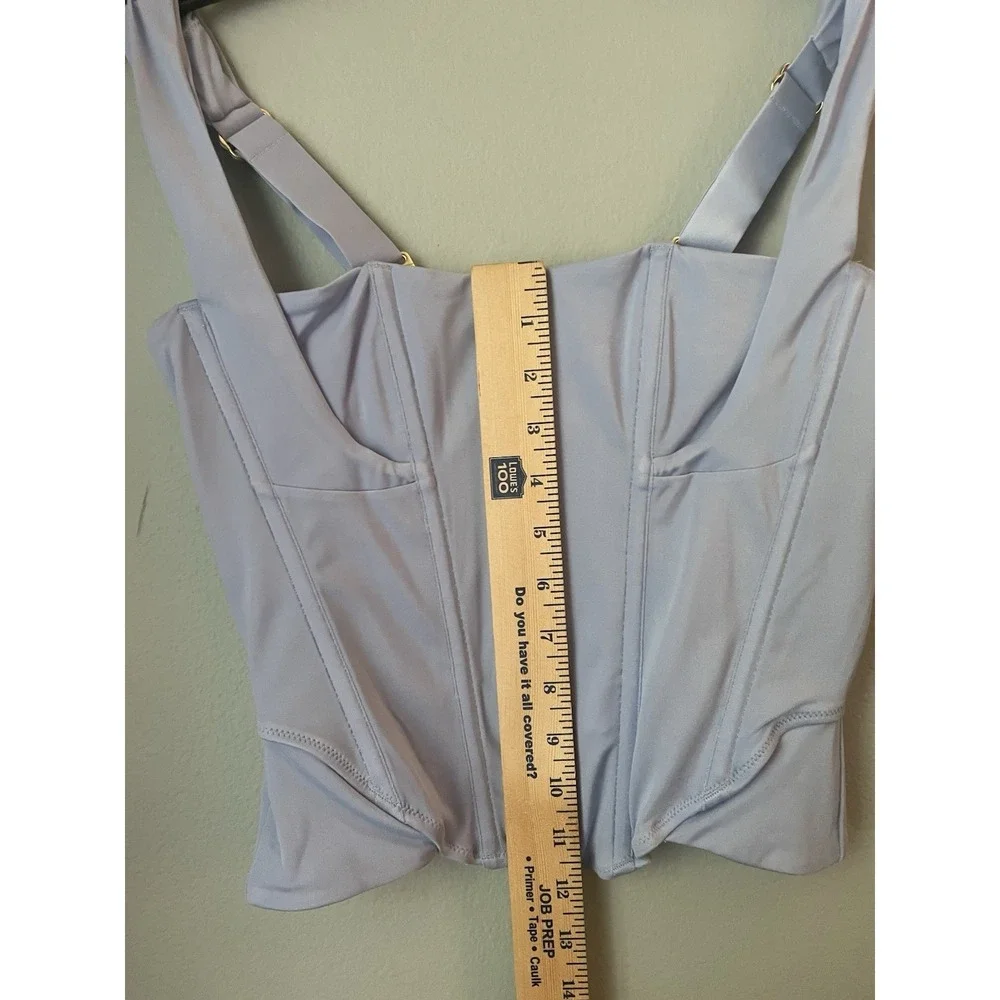 FREE PEOPLE We are HAH‎ Knock Out Top L Periwinkle Blue Bustier NWT $128